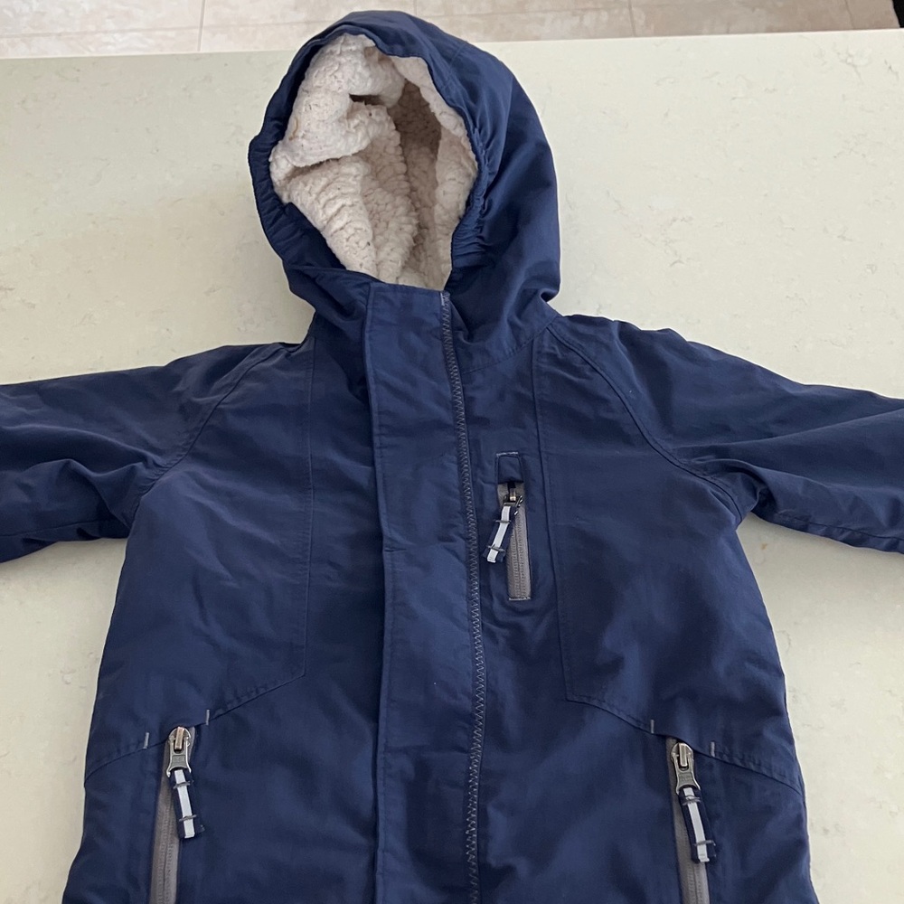 Lands' End Navy Jacket with Sherpa Interior